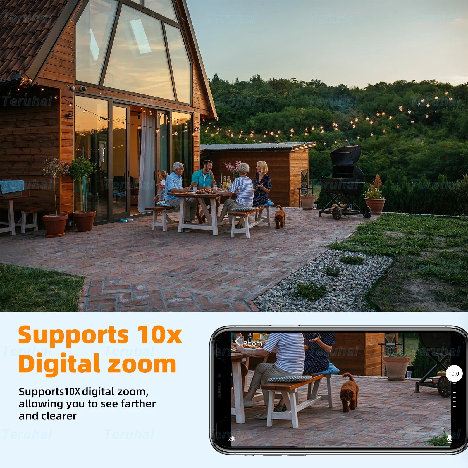 E27 Light Bulb Security Camera, WiFi, Auto Human Tracking, Full Color Night Vision, Zoom, Works with Alexa, 10x Digital Zoom