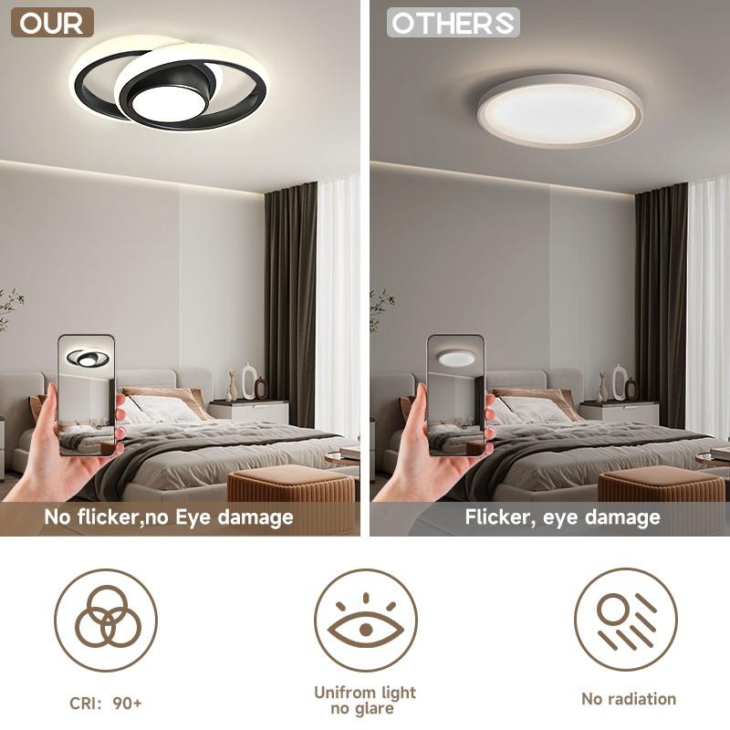 Modern LED Ceiling Light, Adjustable Dimmable Half-Inset Lighting, Home Decor Lamp for Kitchen Bedroom Living Room, Perfect Gift, Adjustable Dimming