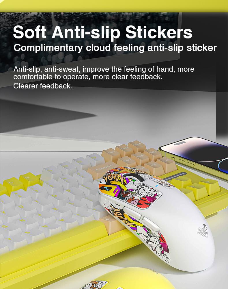 AULA SC680 Wireless Gaming Mouse, Tri-Mode 2.4G/BT5.0/USB-C Gaming Mouse, 10000 DPI Rechargeable Wireless Mouse, Gaming Mouse with 6 Programmable Buttons and Summer Anti-Slip Stickers, Office Desktop Laptop Accessories TikTokShopfalldealsforyou