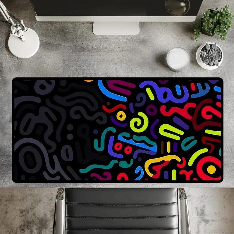 Abstract Neon Mouse Pad Geometric Colorful Desk Mat XL Retro Vaporwave Desk Decor Gamer Mousepad RGB Style Modern Art Office Gift