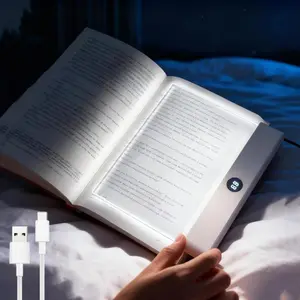 Book Light, Rechargeable Clear Flat Reading Light with & Timer, Dimmable Panel Plate Lamp Book Full Page Light for Reading in Bed at Night,Funny Gifts for Readers