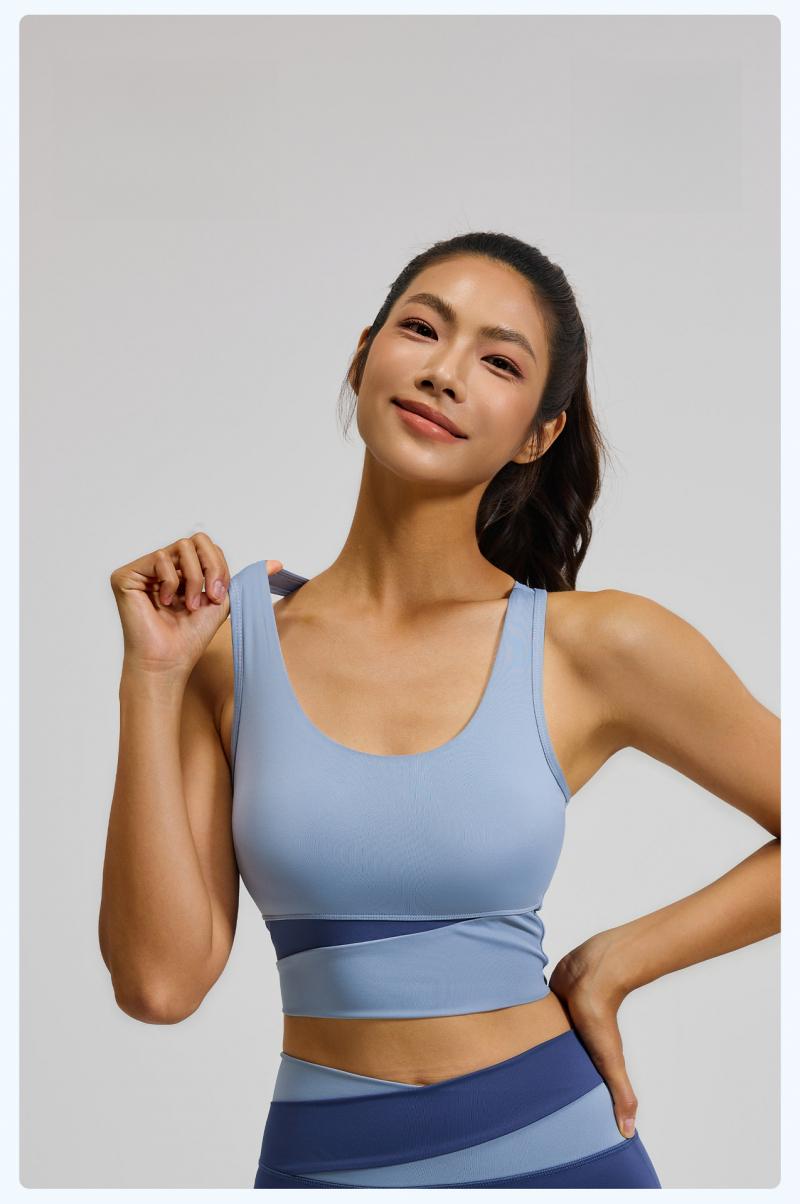 Color Block Sports Bra for Women, High Impact Shockproof & Push Up Fitness Tank Top, Running Yoga Beauty Back Bra