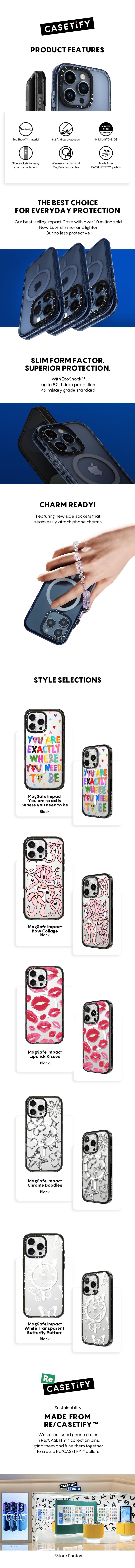 CASETiFY MagSafe Impact Case for iPhone 16/15/14 Series [4X Military Grade Drop Tested / 8.2ft Drop Protection / Compatible with Magsafe] - Black（3）