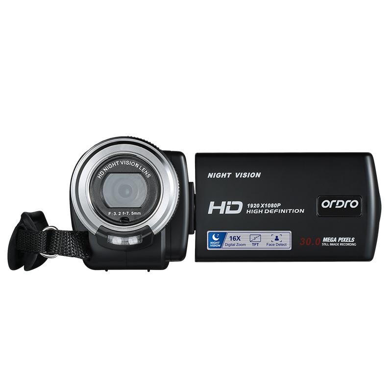 ORDRO HDV-V12 1080P HD Video Camera Camcorder with 16x Zoom, Infrared Night Vision Recording, Audio, Remote Control, 16G Memory Card, 2 Batteries for Hiking & Light Outdoor Use
