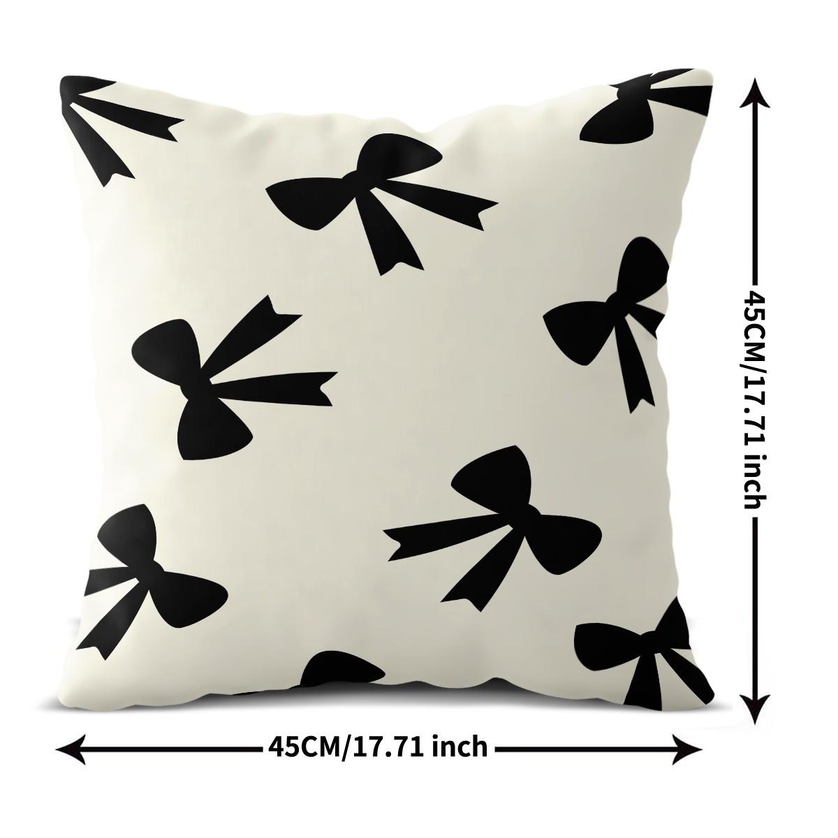 Cute Bow Print Throw Pillow, Heart Checkerboard Decorative Sofa Cushion, Exquisite Gift for Girls & Women, with Pillow Insert