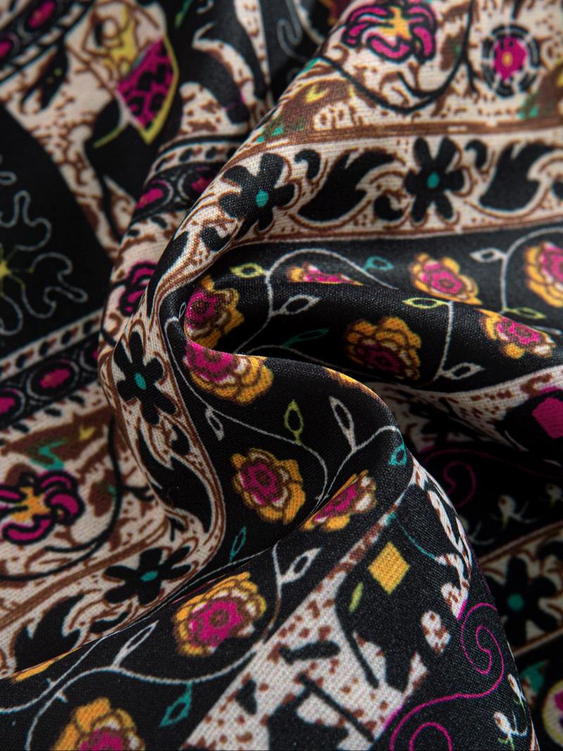 Men's Ethnic Pattern Drawstring Waist Baggy Shorts, Loose Casual Comfy Beach Paisley Shorts for Summer, Men's Bottoms for Daily Wear, Menswear, Casual Fashionable Shorts, Casual Athleisure Shorts, Athleisure Street Shorts, Hawaiian Beach Shorts