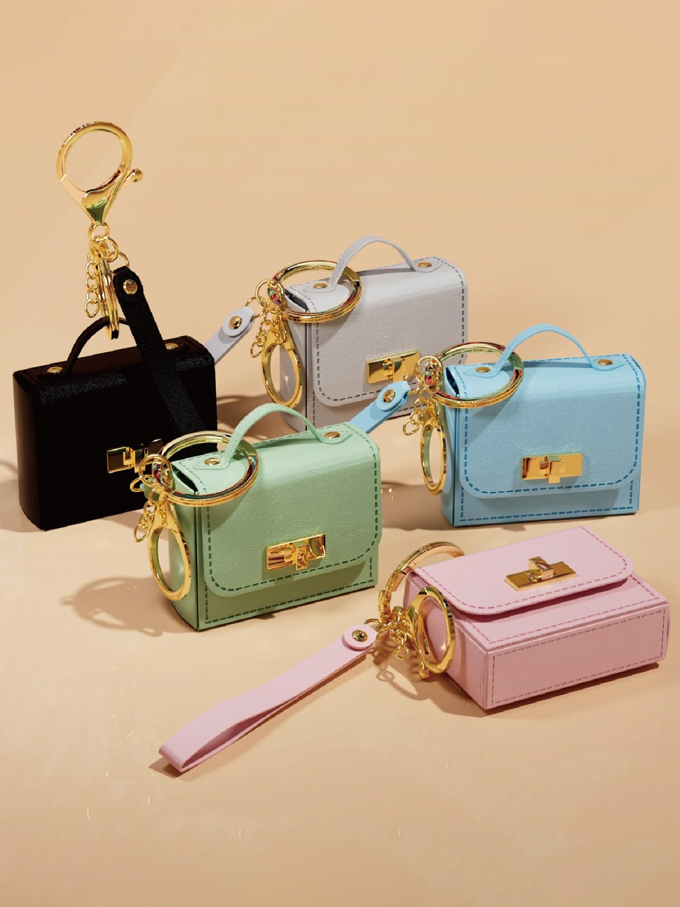 PU Leather Mini Keychain Wallet, Fashionable Coin Holder for Keys and Coins, Perfect Holiday Gift, Casual Style, All Seasons