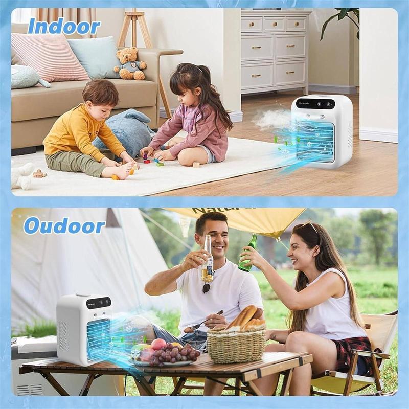 【Summervibes】BougeRV Portable Air Cooler Fan 3 in 1 Rechargeable Fan with 2 Mist Speeds and Powerful Wind, Mini Multifunctional Cooling Fan for Bedroom, Office, Camping 【Summervibes】BougeRV Portable Air Cooler Fan 3 in 1 Rechargeable Fan with 2 Mist Speeds and Powerful Wind, Mini Multifunctional Cooling Fan for Bedroom, Office, Camping