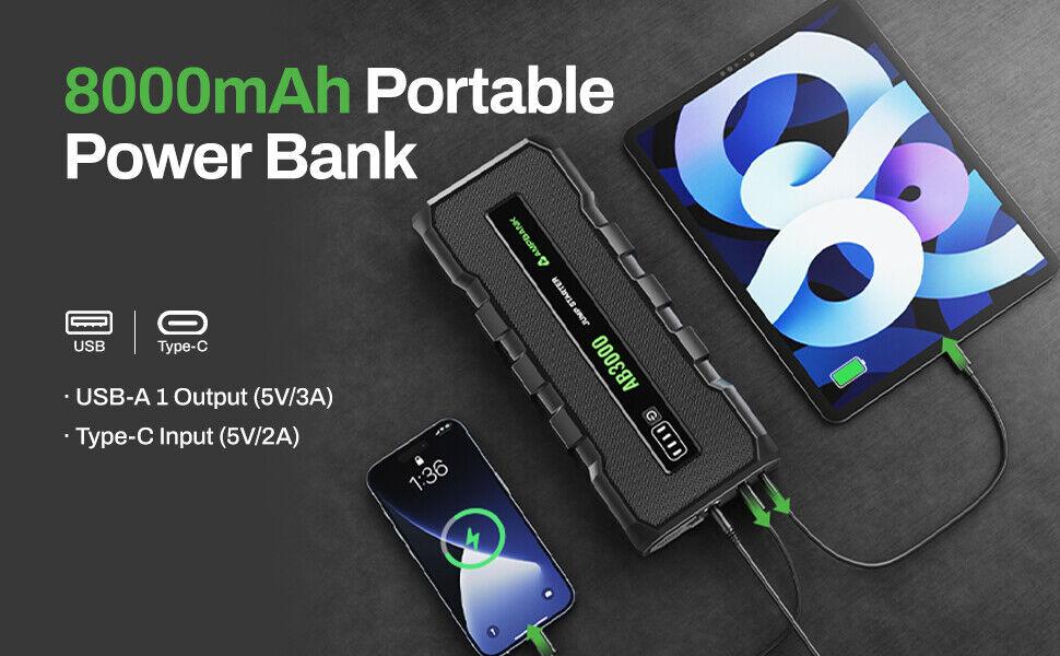 AMPBANK Upgraded AB3000 Jump Starter Portable, 3000A Battery Charger Power Bank ,compatible with 12V cars, SUVs, motorcycles ,lawn mowers AMPBANK Upgraded AB3000 Jump Starter Portable, 3000A Battery Charger Power Bank ,compatible with 12V cars, SUVs, motorcycles ,lawn mowers