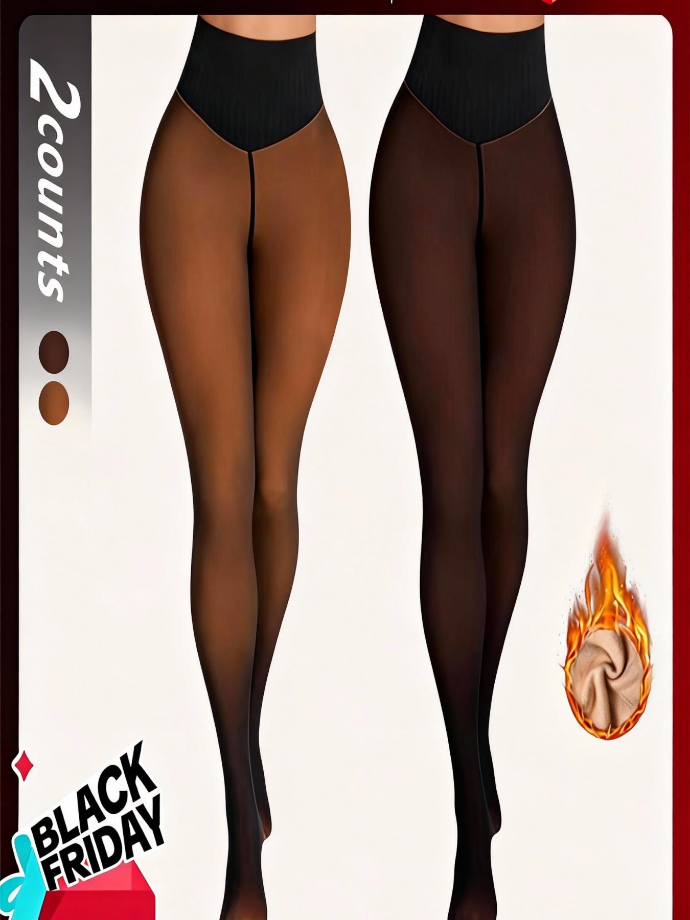 Women's Fall Winter Fleece Lined Warm Transparent Tight Pants Stockings, High Waisted Butt Lift, Slim Fit, Sporty Style Women Pantyhose