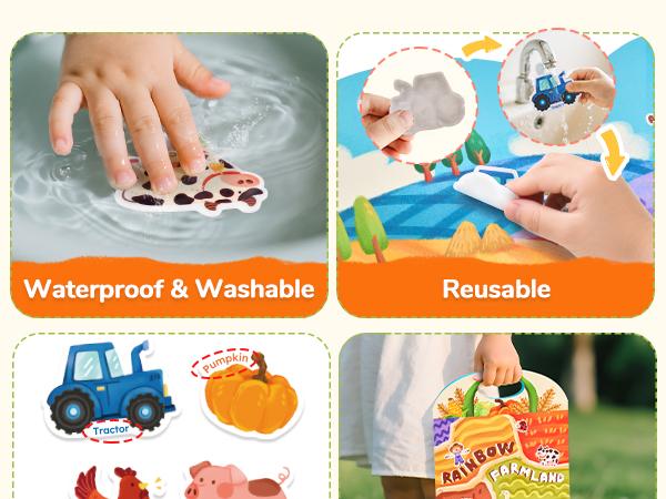 JoyCat Reusable Sticker Book - Jelly Stickers, Kids Sticker Activity Book, Travel Toys for Road Trip, Educational Learning Gifts for Boys and Girls