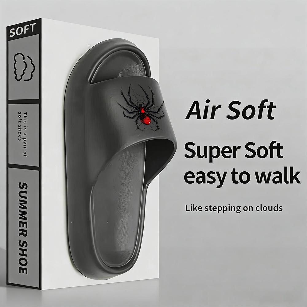 1 Pair of New Unisex Slippers, Featuring a Cool Black and Red Spider Pattern, Indoor/outdoor Slippers, Holiday Gift Slippers, Women's House Shoes, Room Slippers, Birthday Gift Slippers, Casual Slippers, Summer EVA Slippers, Bathroom Slippers