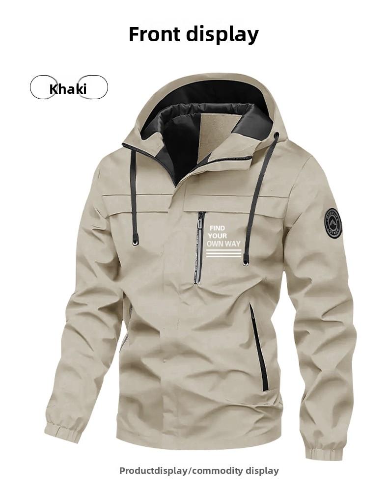 Men's Waterproof Windproof Hooded Outdoor Jacket - New Spring & Autumn Loose-Fit Sports Coat (Couple-Compatible Mountaineering Style)