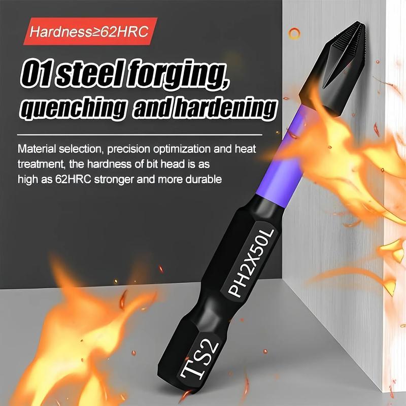 6 Pcs Magnetic Drill Bit Set, Anti-slip & Shock-proof Drill Bit with Phillips Screwdriver Bit, Power Tool Accessories for Home & Office, Hardware