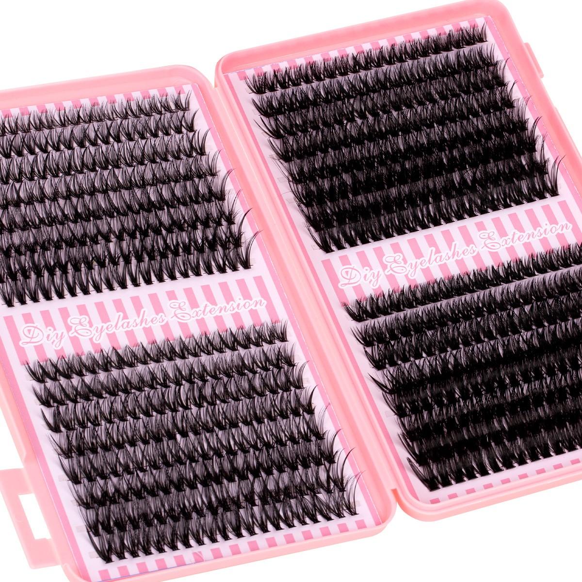 Natural Dense Eyelash Cluster Kit 30-80D/60-100D, Soft Long-Lasting Lashes, D Curl DIY Extension Set Includes Bond&Seal &Remove&Eyelash Tweezers，Easy at-Home DIY with Multiple Lengths Available, Eyelash Extensions