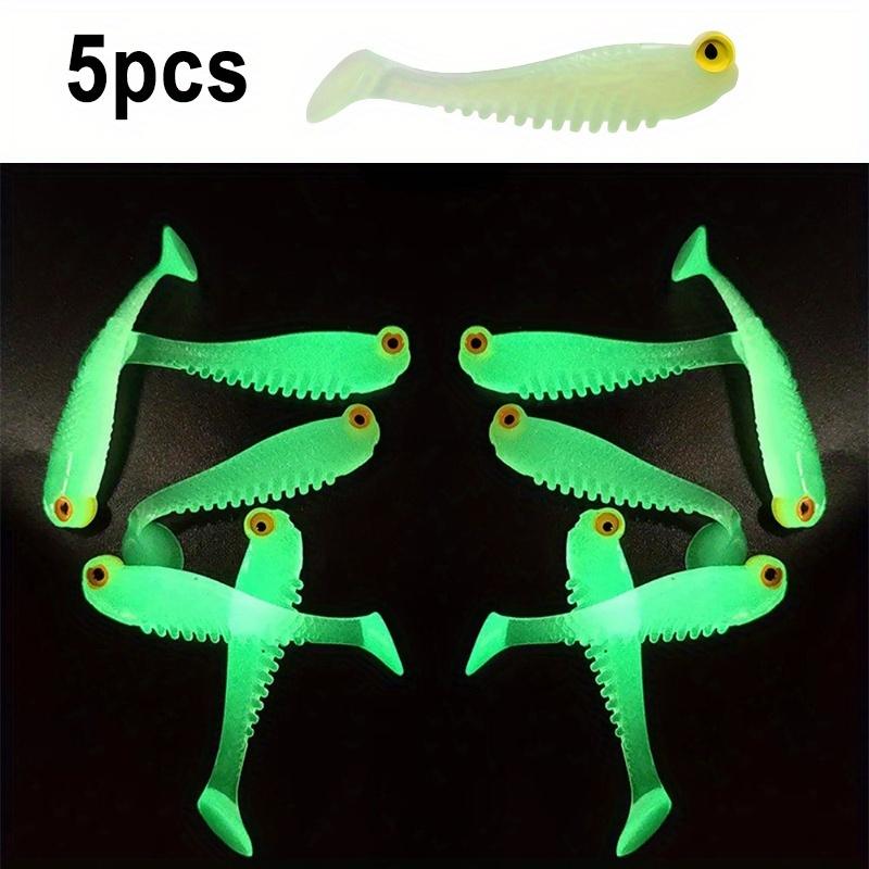5/15/2pcs Night Light Soft Silicone Fish Bait, 1.97-inch Swinging Fake Bait Set, Hunting and Fishing Special, Luminous Fish Bait