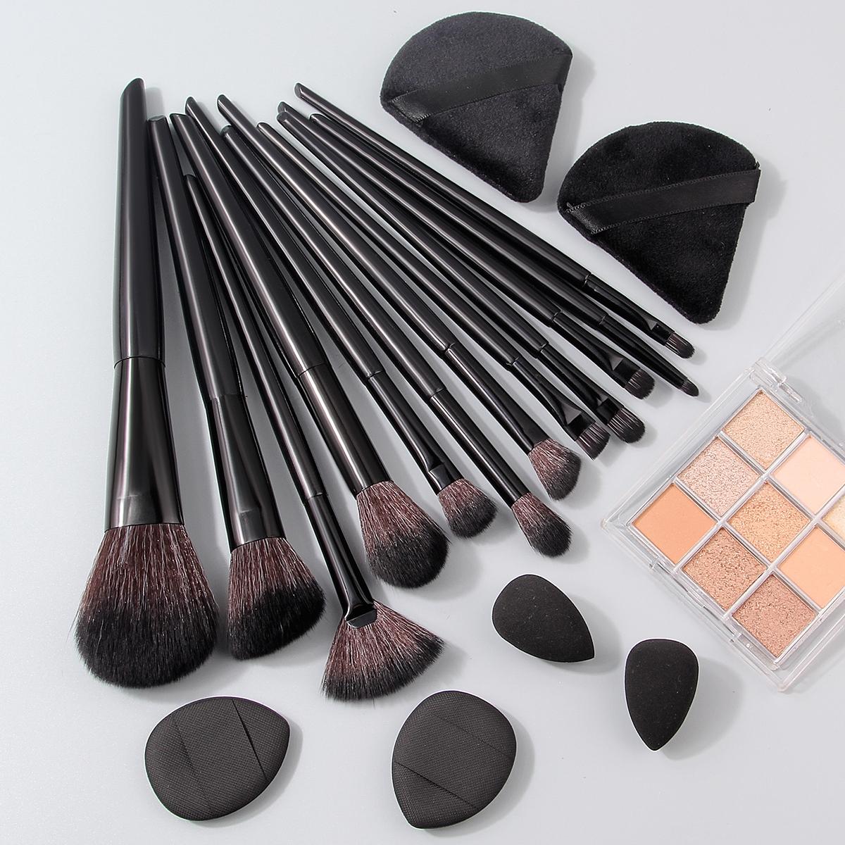 6/12/18PCS multi-specification makeup brush set: Soft multi-purpose Facial makeup set brush & Flocking triangular powder Puff & Mini sponge egg/Powder puff Cosmetics Makeup Tool Makeup Brushes Set