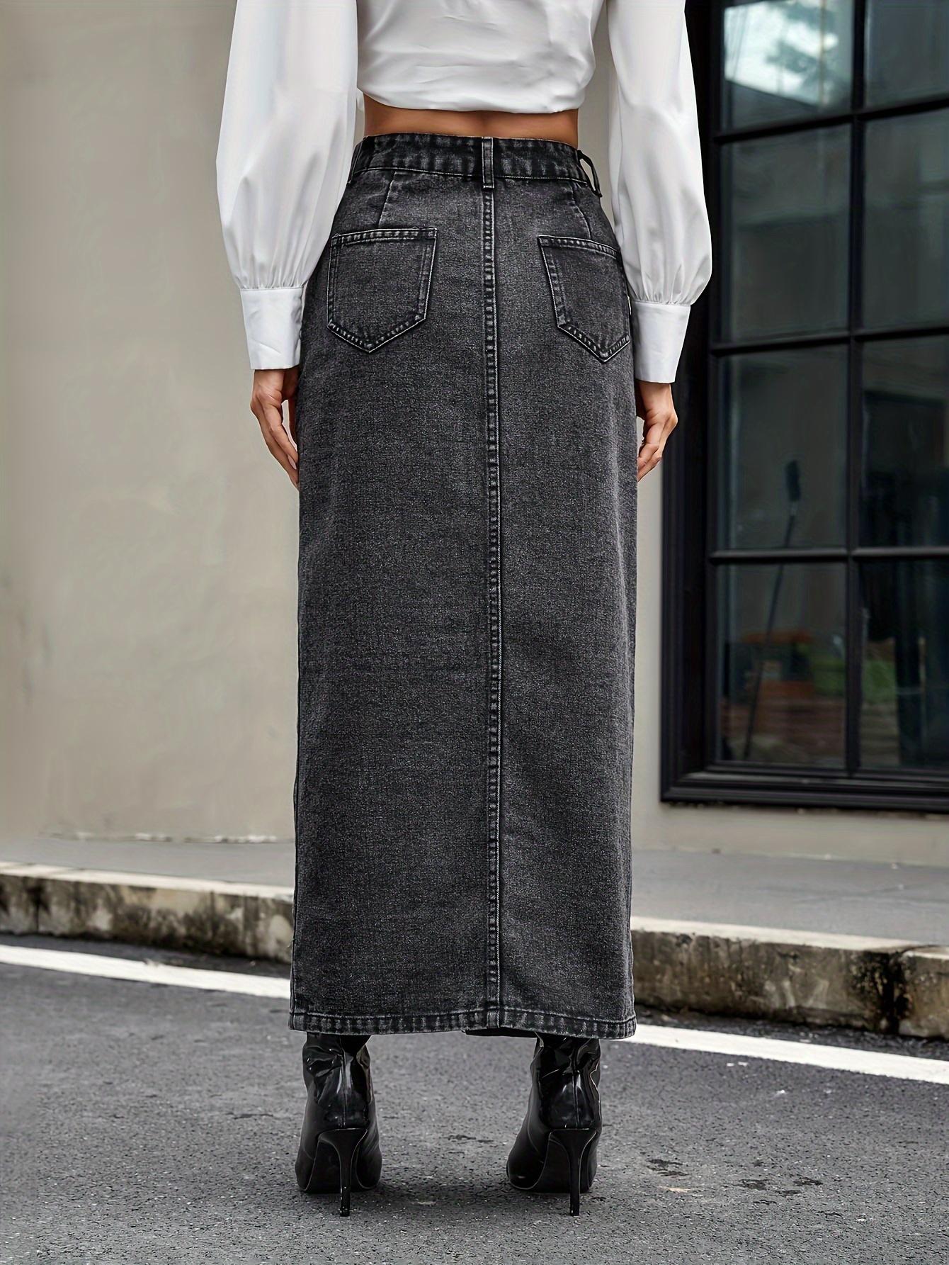 Women's Denim Skirt, Elegant Fashion Casual Long Skirt for Daily Outdoor Wear, Ladies Bottoms for All Seasons