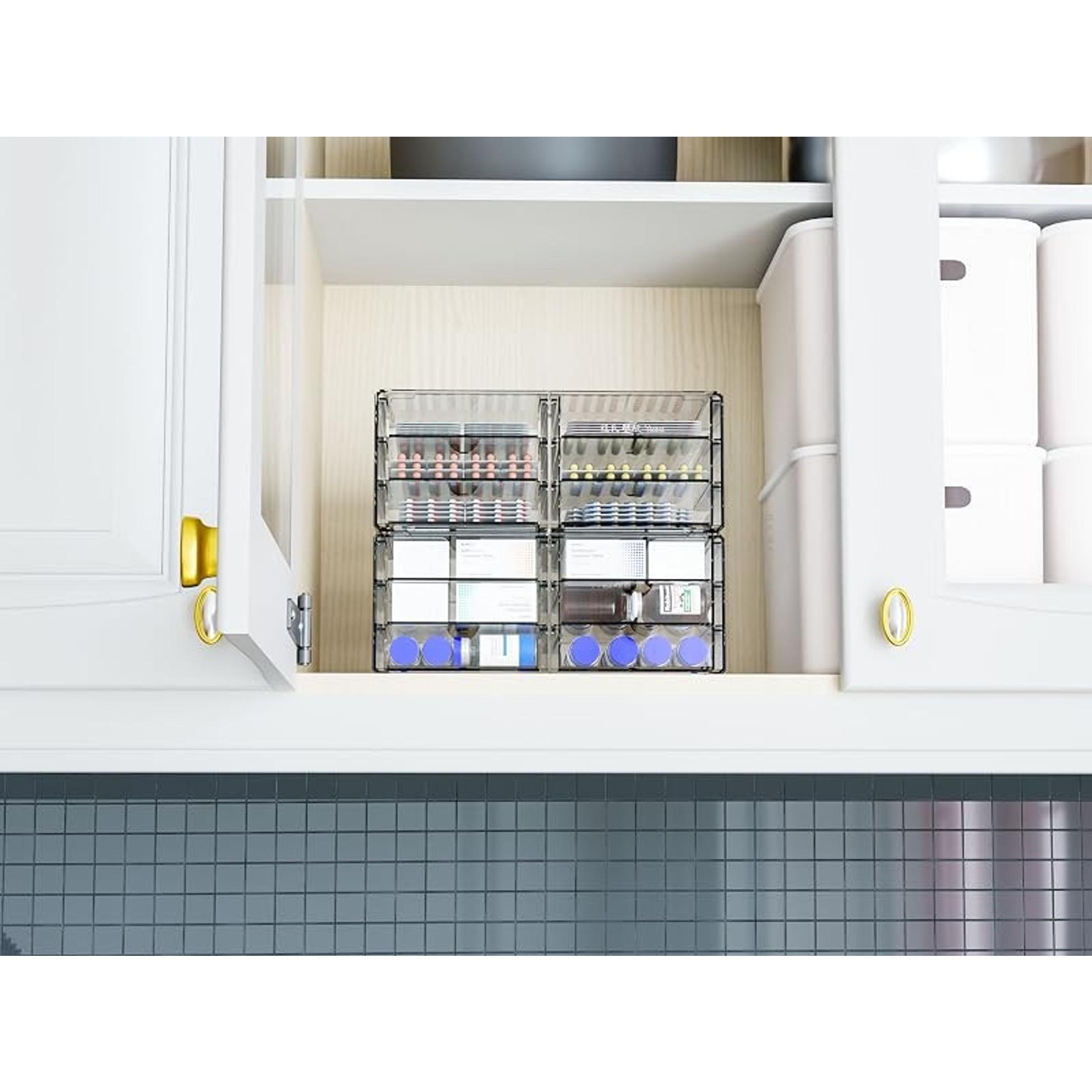 2 Pack Acrylic Storage Drawers with 12 Small Drawers, Stackable Clear Plastic Organizer for Office, Makeup, Craft Supplies, Pens, Stationery, Accessories, DeskGift
