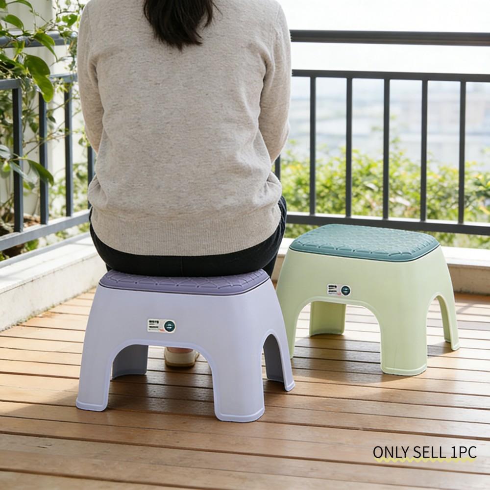 1pc Luxury Leather Texture Plastic Stool, Non-Slip Load-Bearing Home Living Room Bathroom Seat, Stackable Space Saving Camping Portable Chair