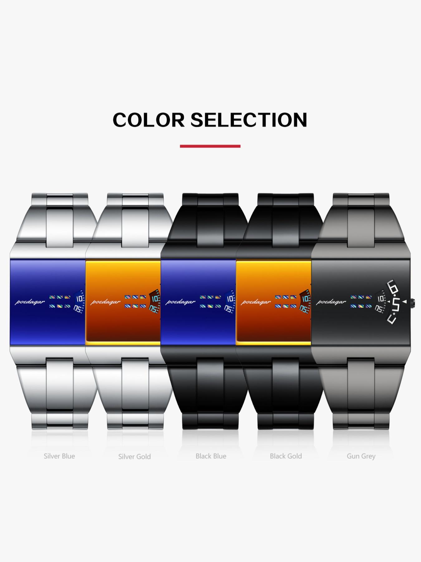 POEDAGAR Top Rectangular Original Men's Watch Waterproof Fashion Men's Watch Stainless Steel Quartz Sports Men's Watch