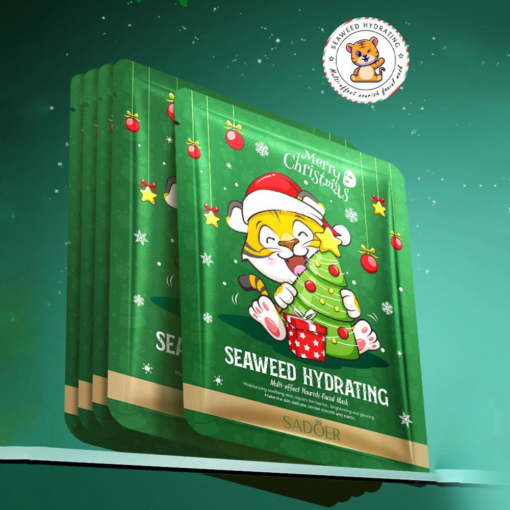 10 Pack Christmas Face Mask 25g Hyaluronic Acid Moisturizing Nourishing Skin Care Daily Skincare Products