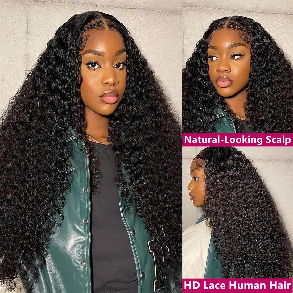 Bling Hair Kinky Curly Wigs Human Hair 13x4 Transparent Lace Front Wigs 36 40 Inch 13x6 HD Lace Frontal Wig Curly Human Hair Wigs  For Women Pre Plucked 180% Density