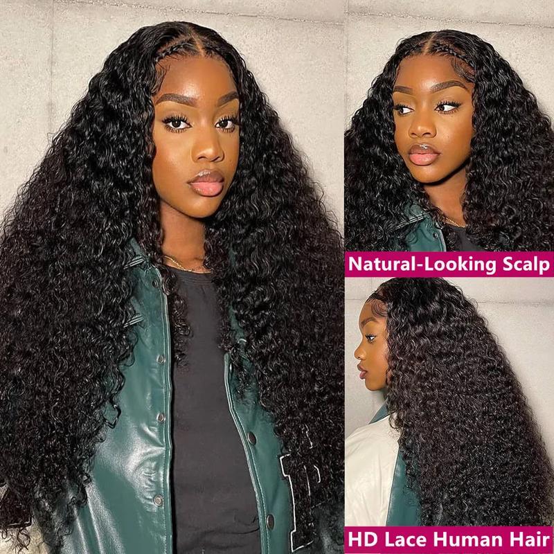 Bling Hair Kinky Curly Wigs Human Hair 13x4 Transparent Lace Front Wigs 36 40 Inch 13x6 HD Lace Frontal Wig Curly Human Hair Wigs  For Women Pre Plucked 180% Density