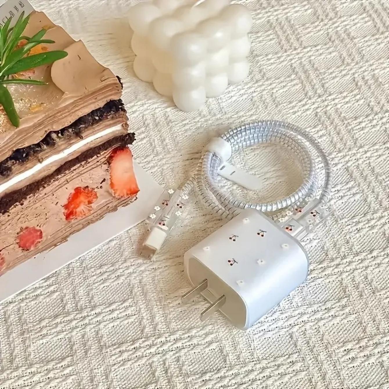 Charger Protector Case with Silicone Strap, Charging Cable Organizer, iPhone Accessories, Protects Charger & Data Cables, Durable