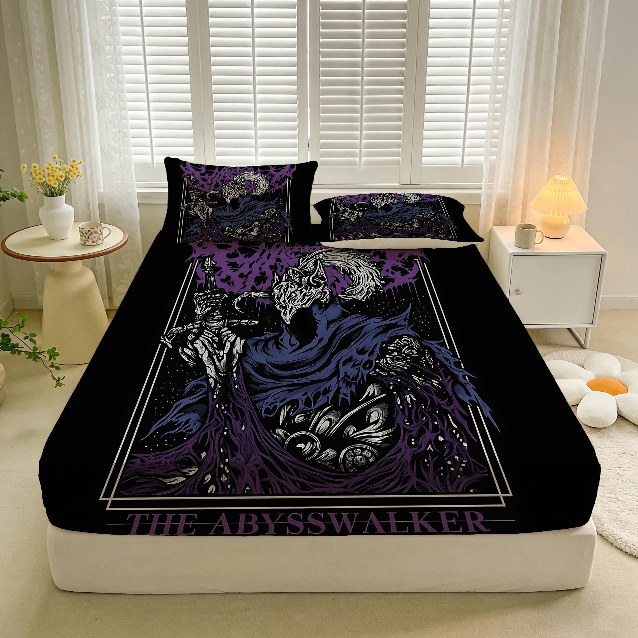 2/3 Pcs Dark Walker Pattern Fitted Sheet Set(1*Fitted Sheet+1/2*Pillowcase,No Filling),High-Definition Digital Printing,Soft And Comfortable Fabric,Suitable For All Year Round,Perfect Gift For Family And Friends On Festivals!