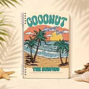 Vintage Coconut Beach Spiral Notebook - Retro Summer Journal