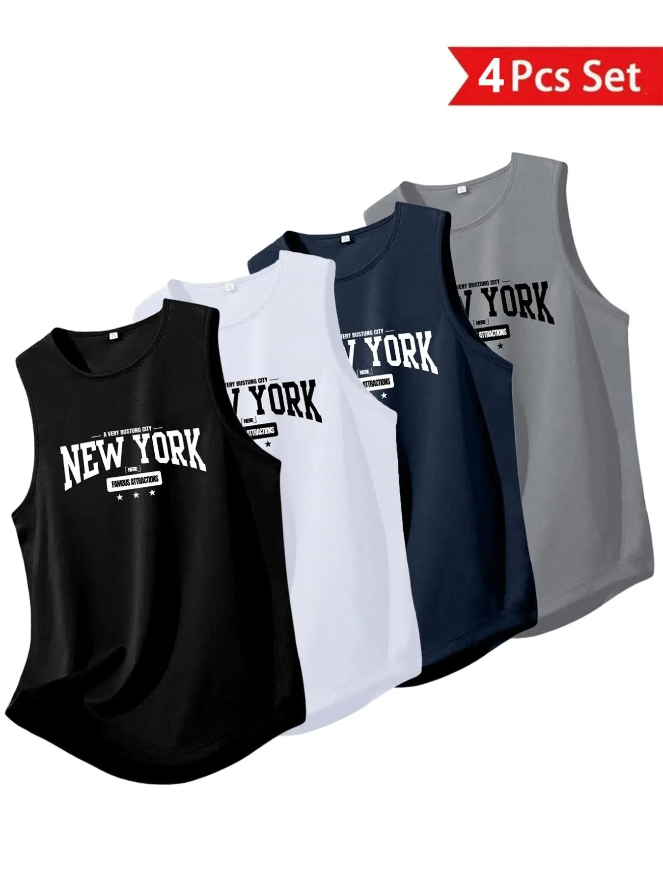 4-Pack Quick-Dry Breathable Sports Tank Tops, Letter Print Sleeveless Workout Shirts, Comfortable Skin-Friendly Summer Fitness Wear, Sweat-Wicking Activewear, Gym Sportswear