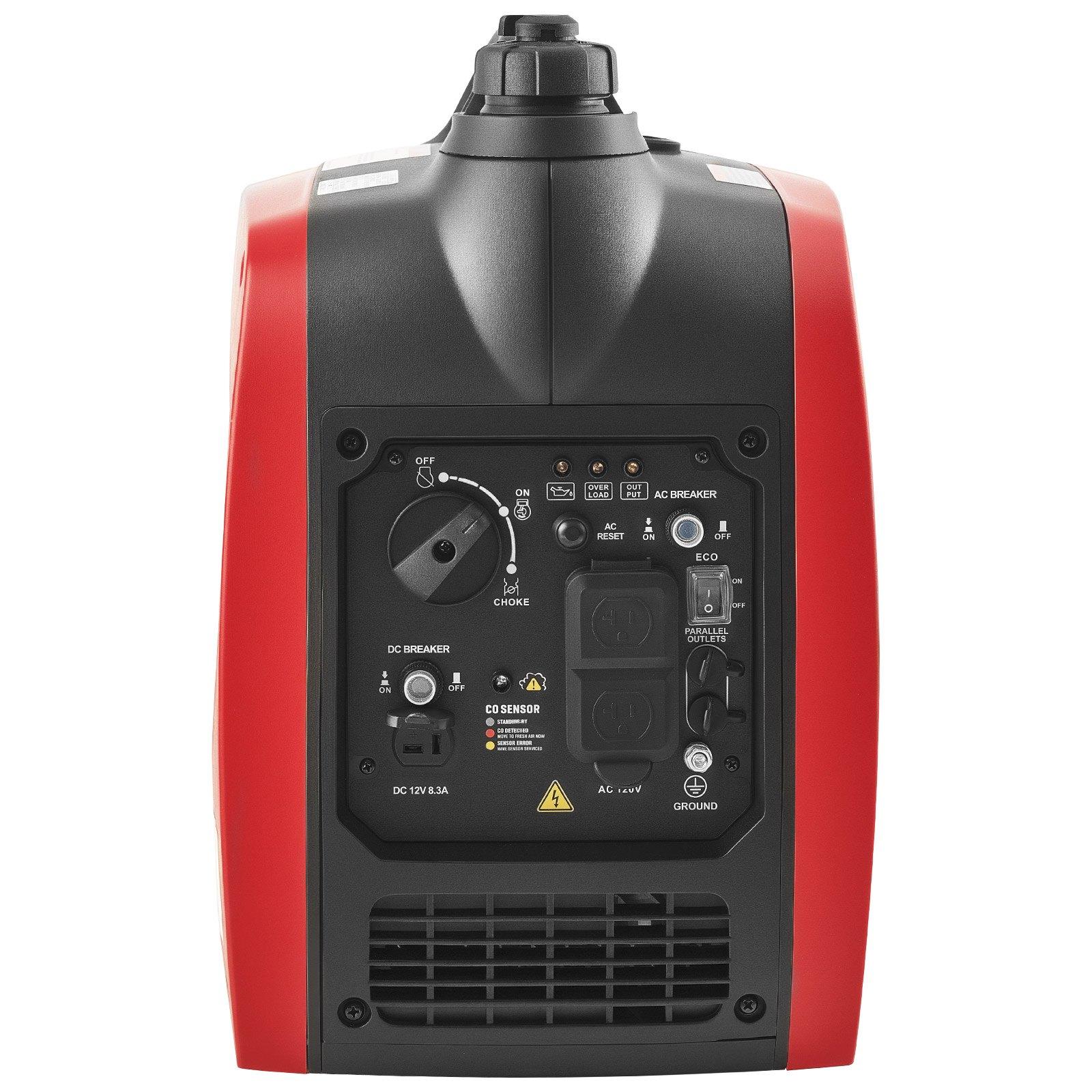 VEVOR 2900W Peak Watt Quiet Gas-Powered Inverter Generator (48.5 lbs), Compact Lightweight Construction for Camping/Emergency/Construction Use, AC Power Supply, CO Sensor, Long Run Time