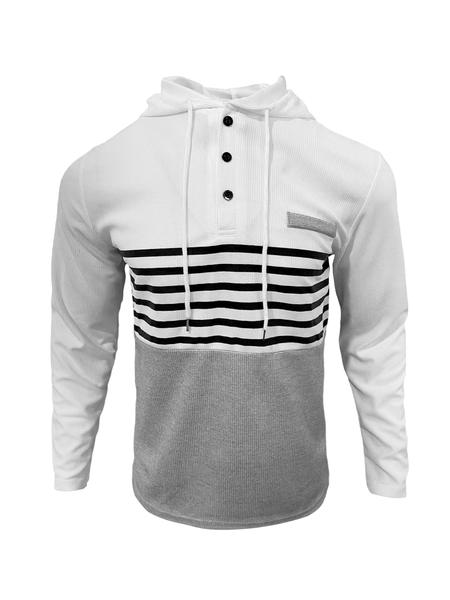 Men's Striped Hooded Sweatshirt & Waffle Knit Pants Set, Breathable Heavy Fabric, Casual Streetwear Travel, All Seasons Wear Men's Striped Hooded Sweatshirt & Waffle Knit Pants Set, Breathable Heavy Fabric, Casual Streetwear Travel, All Seasons Wear