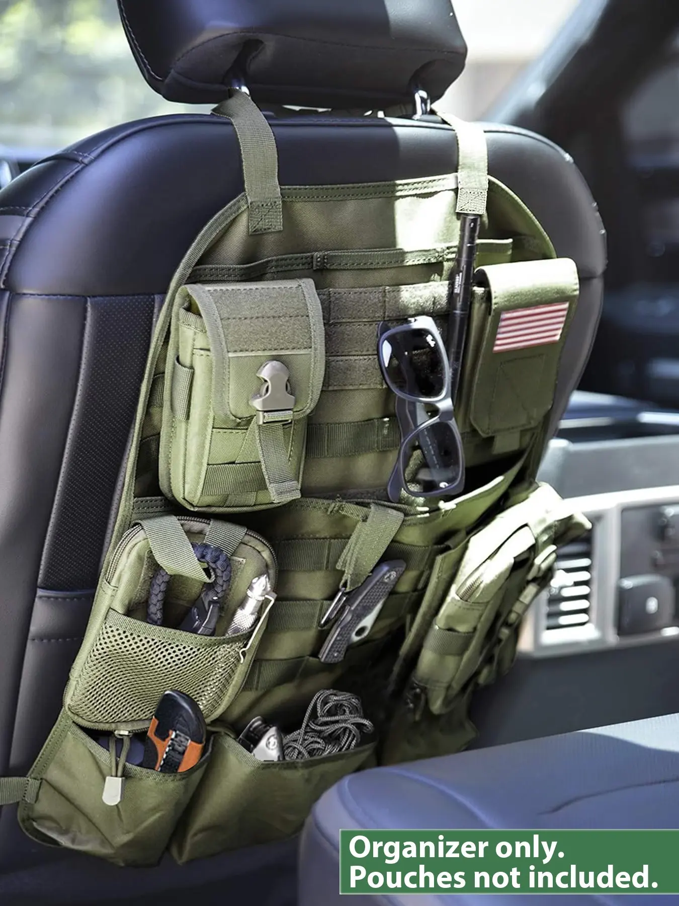 MOLLE Car Seat Back Organizer, Universal Car Seat Back Protector with Multi-Pocket Storage Bag, Car Interior Accessory, Auto Interior Accessories, Durable, Scratch-Resistant Material - Ideal Gift for Men'S Outings