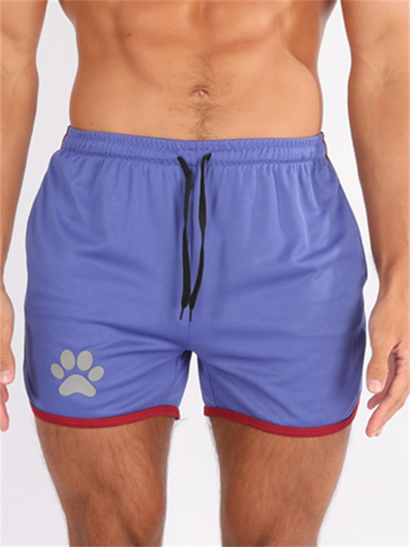 Men's Summer Running Shorts, Breathable Gym Sports Pants with Pockets, Outdoor Training Casual Daily Wear, Bear Print Three-Quarter Length