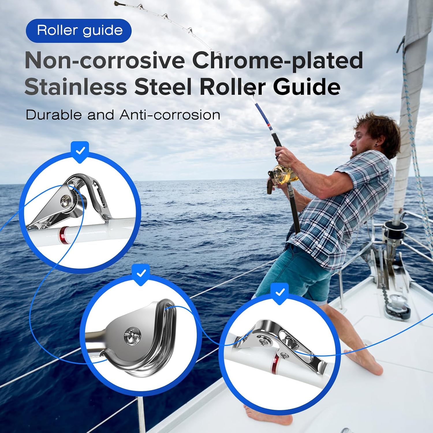 Trolling Rod Saltwater Offshore Big  Fishing Rod Conventional Boat Rod with Roller Guides