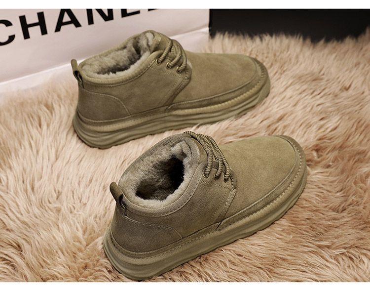 (New)Women's Ankle Winter Boots - Genuine Suede Leather Lace-Up, Faux Fur Lining Snow Boots, Warm Cozy for Snowy Commutes, Weekend Outings & Cold-Morning Runs