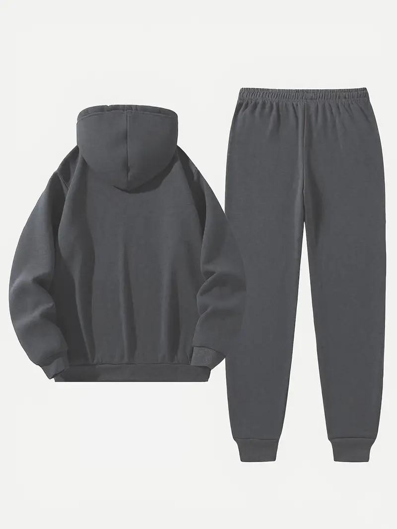 Men's autumn and winter set, including hooded sweatshirt, fashionable jacket, trendy American street style printed top and pants two-piece set Athletic Activewear Tracksuits Sportswear Athleisure Sweatsuit