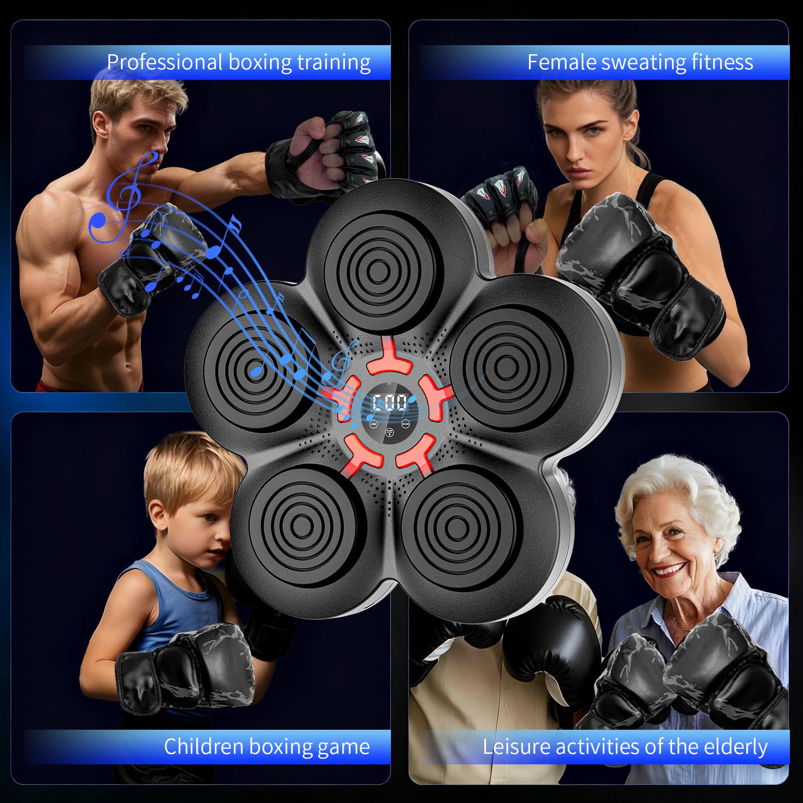 Music Punching Machine for Kids Adults,Bluetooth Wall Mounted Boxing Trainer with Gloves,Reaction Training Pad,Home Gym Sport Toys Gifts for Boys Girls Teens 3-12+