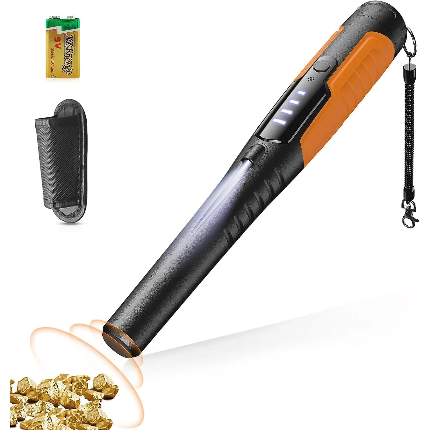 Metal Detector Pinpointer, Search Treasure Pinpointing Finder Probe with LCD Display, Professional Waterproof Handheld Pin Pointer Wand with 4 Modes for Metal Detector Adults,