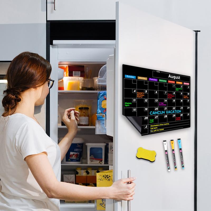 Magnetic Dry Erase Calendar for Fridge, Magnetic Monthly Calendar Board with Dry Erase Markers & Eraser, Monthly Planner Board, Monthly Budget Planner for Home Kitchen