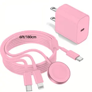 3 in 1 2025 Upgraded For Apple Watch Charger, Multiple USB C Cable Magnetic iWatch Charger Fast Charging Cord 6FT for Apple Watch Ultra/SE/SESeries 10/9/8/7/6/5/4/3,iPhone 16 15 14