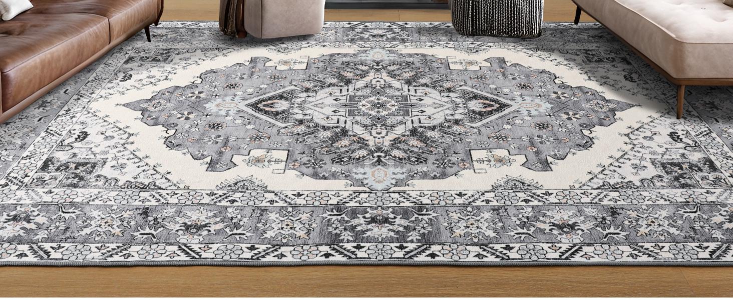 Machine washable vintage area rug, non-slip low-pile large rug for living room, bedroom, farmhouse, dining room, colors: black, orange, beige, grey, blue, sizes: 5x8, 7x10, 9x11 ft Machine washable vintage area rug, non-slip low-pile large rug for living room, bedroom, farmhouse, dining room, colors: black, orange, beige, grey, blue, sizes: 5x8, 7x10, 9x11 ft