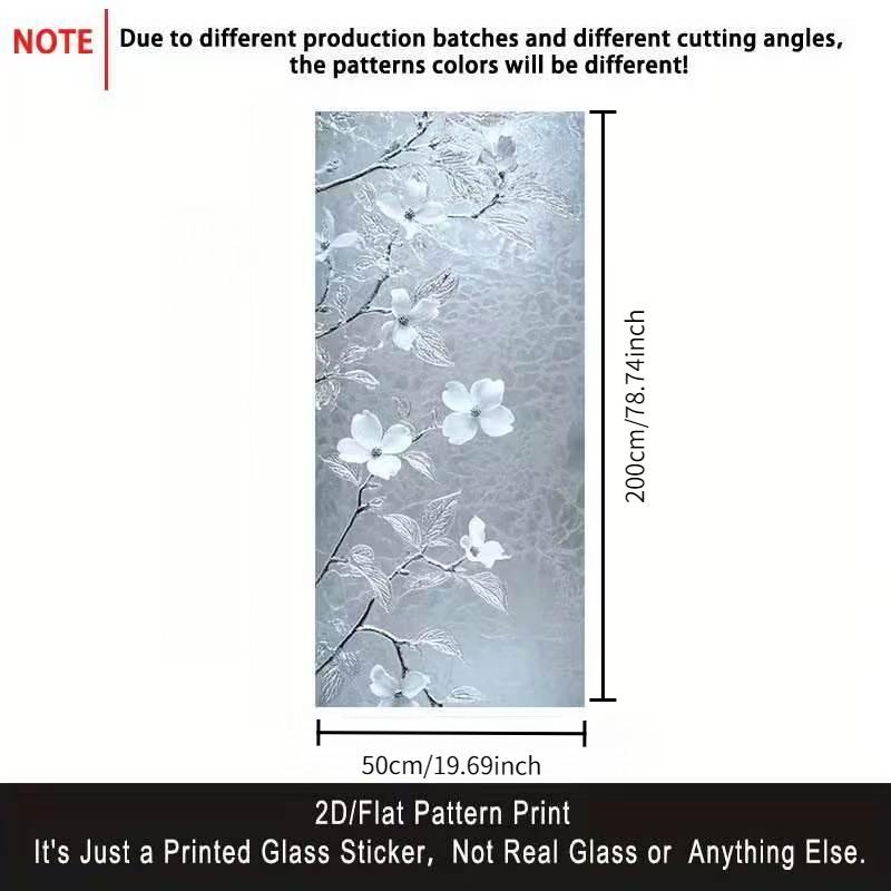 Static Glass Window Decal, 2D Flat Pattern, Elegant Design, Removable Self-Adhesive Privacy Film, Home Decor for Living Room, Kitchen, Bathroom, Bedroom, Balcony