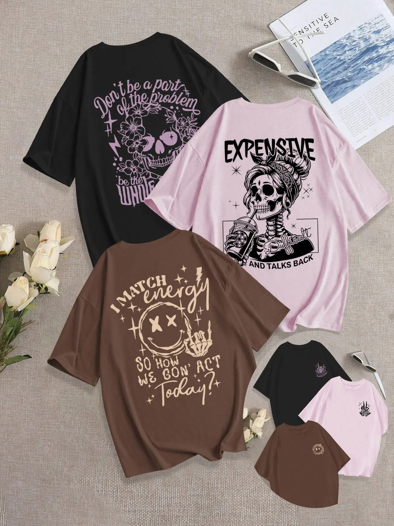 Black + Pink Purple + Coffee Brown