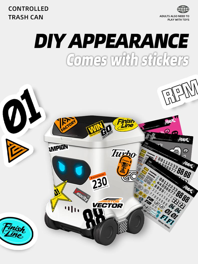 BRRRRT Mini Remote-Controlled Trash Can, Full-Scale Remote-Controlled Proportional Toy Set with Lights, Suitable for Adults, Children, Boys, and Girls, Remote-Controlled Trash Can Speed RC, Children's Christmas Gift.