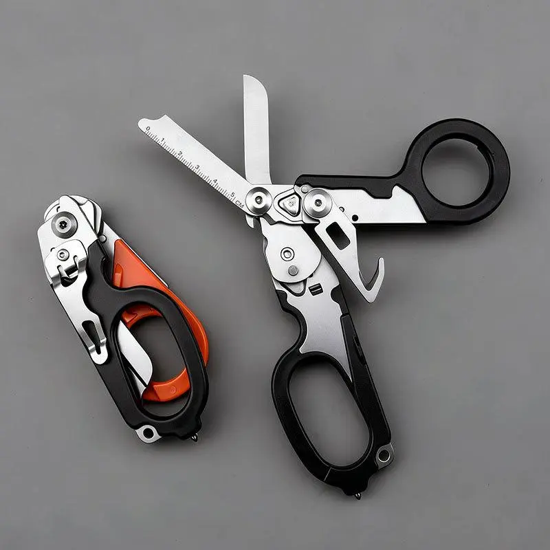 6-in-1 Trauma Shears Kit with Leather Pouch, Multi-Purpose EMT Tactical Cutting Scissors for Nurses & Outdoor Use, Gift Box Included