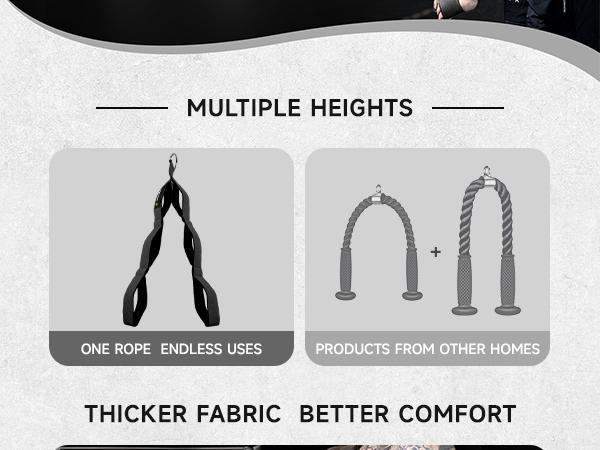 MANUEKLEAR Tricep Rope Cable Attachment Handles, Greater Range of Motion, Tricep Pull Down Rope for Push Downs, Crunches, Facepulls for Professional Gym