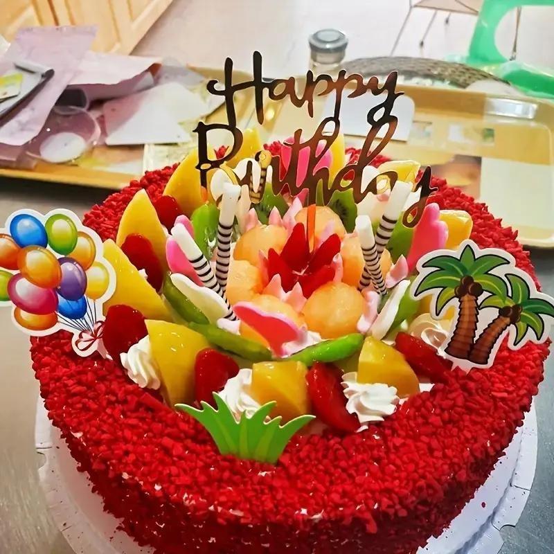 40pcs Acrylic Cake Decorations, Flashing Party Cake Decor, Birthday Card, Creative Baking Supplies, Festival and Birthday Gifts